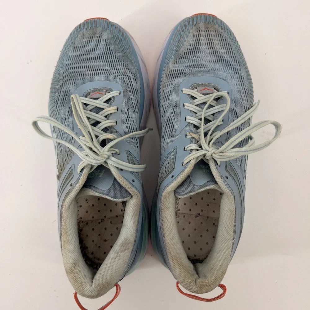 Hoka One One Bondi 7 Running Shoes Womens 10.5 D Wide Blue Orange 1110531 BFBG